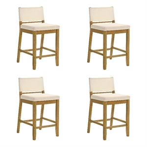 Yaneli Counter Height Kitchen Bar Stool in Amber Glow/White Fabric - Set of 4