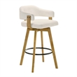 Callah Bar Height Bar Stool in Amber Glow/White Boucle Fabric Seat - Set of 2