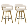 Callah Bar Height Bar Stool in Amber Glow/White Boucle Fabric Seat - Set of 2