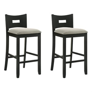 Ren 26&quot Matte Black Counter Height Barstool with Fog Fabric Seat - Set of 2
