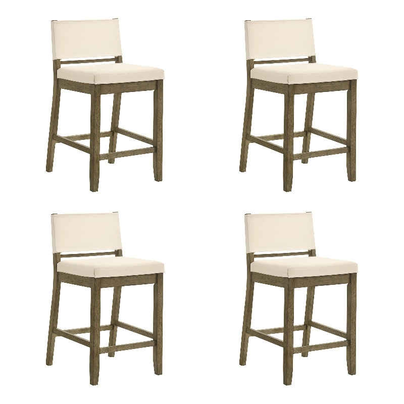 Yaneli Counter Height Bar Stool in Putty Brown with White Fabric Seat - Set of 4