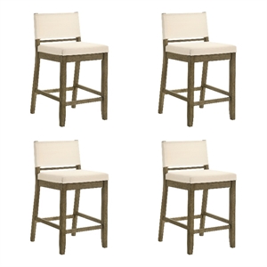 Yaneli Counter Height Bar Stool in Putty Brown with White Fabric Seat - Set of 4