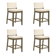Yaneli Counter Height Bar Stool in Putty Brown with White Fabric Seat - Set of 4