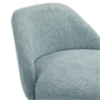 Erika Swivel Wood Counter Height Bar Stool in White with Light Blue Fabric Seat