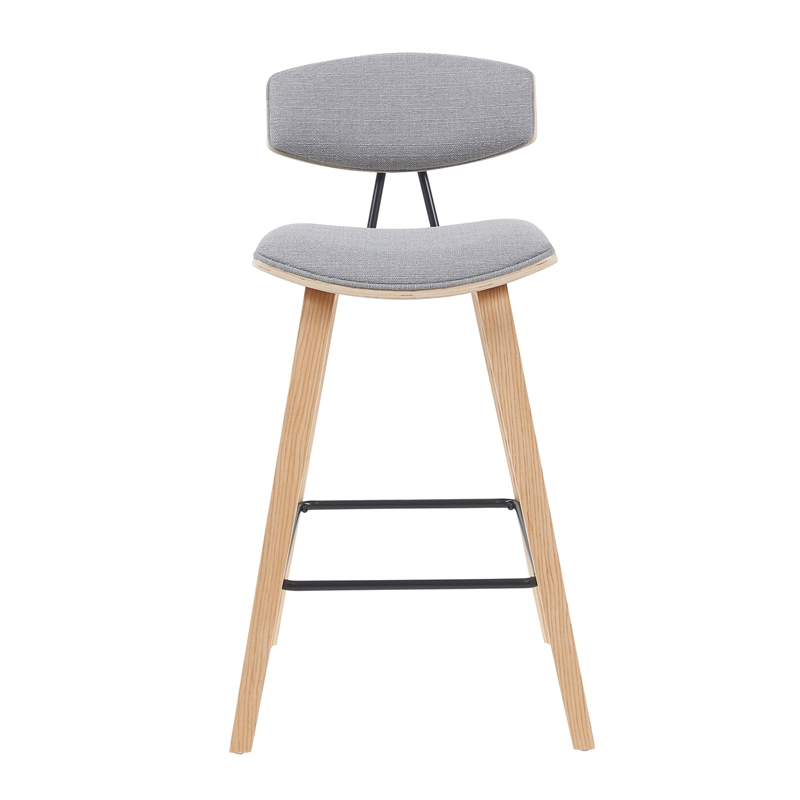 Fox Swivel Counter Height Bar Stool with Grey Seat and Oak Wood Frame