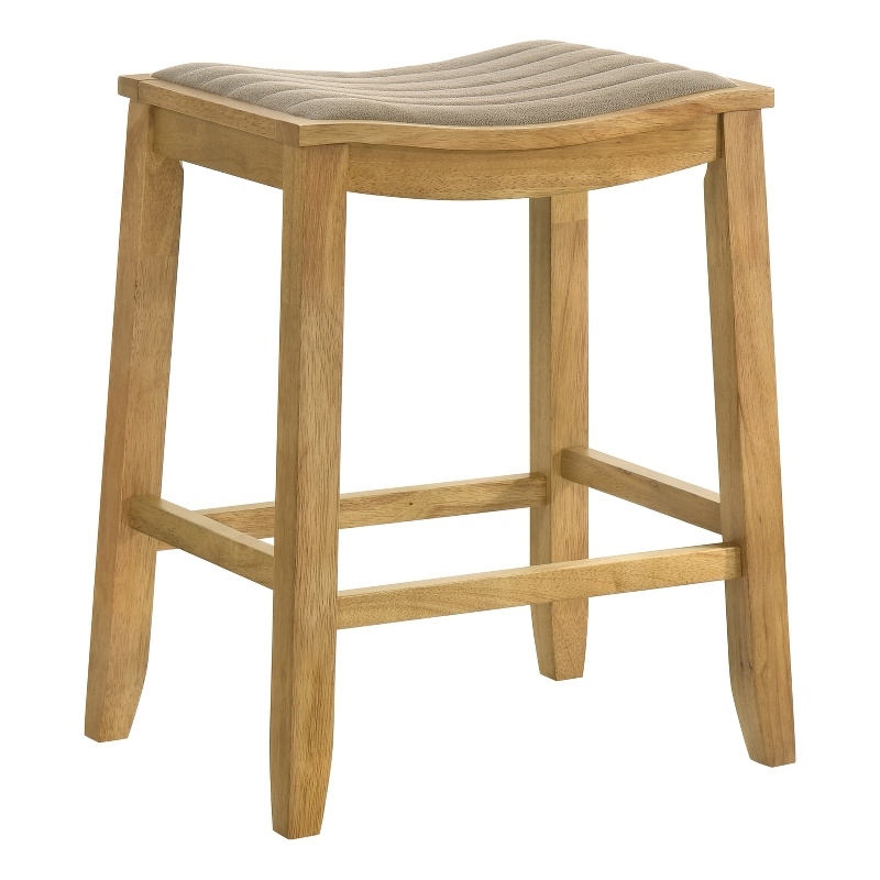 Iyani Wood Counter Height Kitchen Bar Stool in Amber Glow/Twilight Taupe Seat