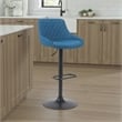 Anibal Modern Adjustable Swivel Barstool in Black Metal with Blue Seat