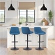 Anibal Modern Adjustable Swivel Barstool in Black Metal with Blue Seat
