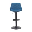 Anibal Modern Adjustable Swivel Barstool in Black Metal with Blue Seat