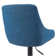 Anibal Modern Adjustable Swivel Barstool in Black Metal with Blue Seat