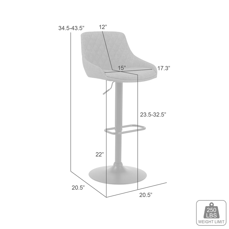 Anibal Modern Adjustable Swivel Barstool in Black Metal with Blue Seat