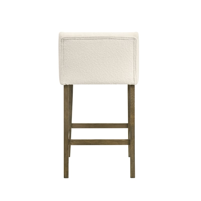 Fauna Wood Counter Height Bar Stool in Putty Brown/White Boucle Seat - Set of 3