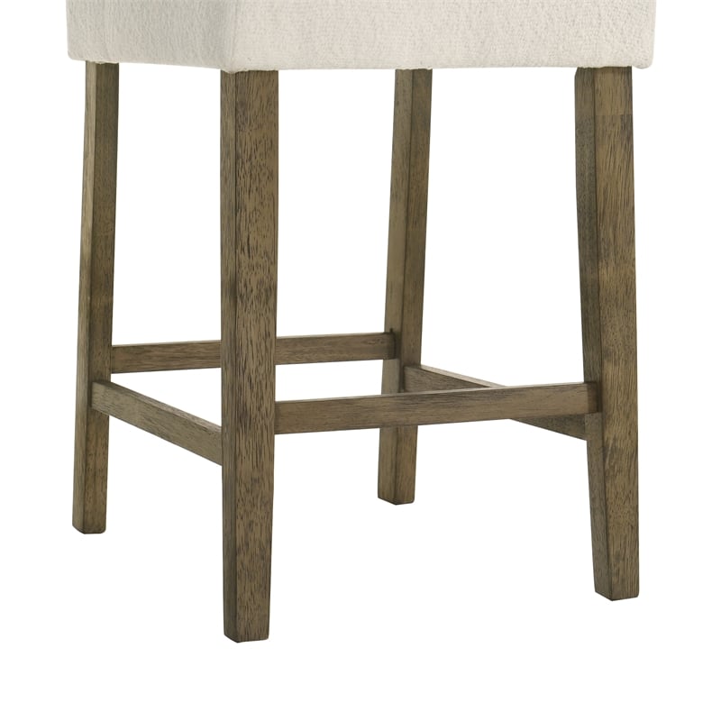 Fauna Wood Counter Height Bar Stool in Putty Brown/White Boucle Seat - Set of 3