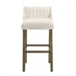 Fauna Wood Bar Height Bar Stool in Putty Brown with White Boucle Seat - Set of 3