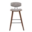 Fox Swivel Bar Height Stool with Speckled Brown Seat and Walnut Wood Frame