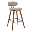 Fox Swivel Bar Height Stool with Speckled Brown Seat and Walnut Wood Frame