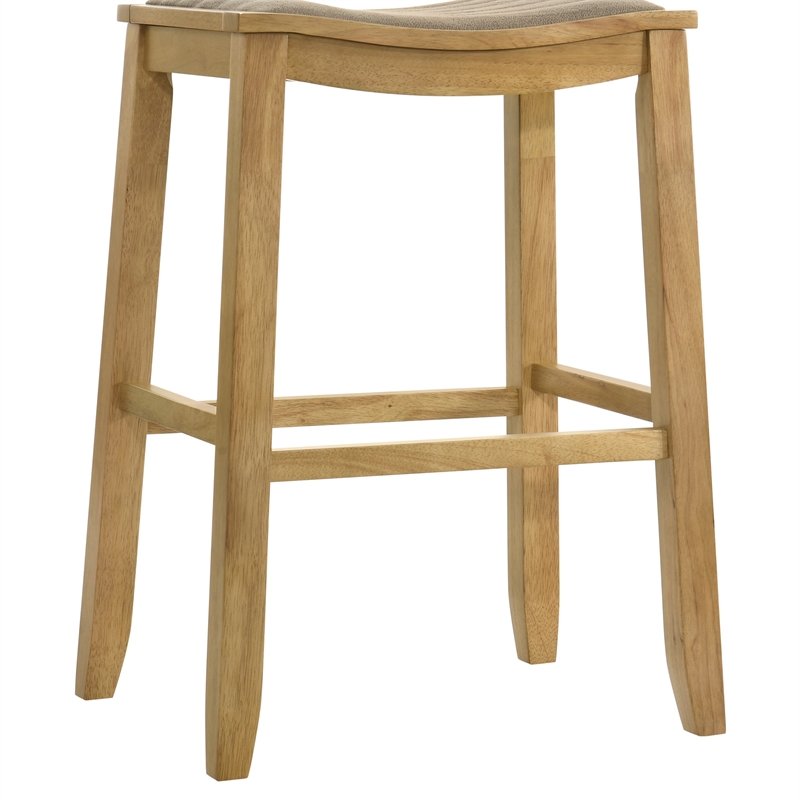 Iyani Wood Bar Height Kitchen Bar Stool in Amber Glow/Twilight Taupe Seat