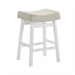 Lenon Wood Counter Height Bar Stool in White with Cream Fabric Seat - Set of 2