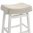 Lenon Wood Counter Height Bar Stool in White with Cream Fabric Seat - Set of 2