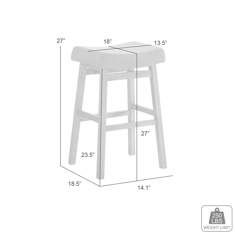 Lenon Wood Counter Height Bar Stool in White with Cream Fabric Seat - Set of 2