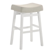 Lenon Wood Bar Height Bar Stool in White with Cream Fabric Seat - Set of 4