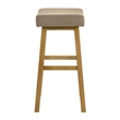Lenon Wood Bar Height Bar Stool in Amber Glow with Taupe Fabric Seat - Set of 2
