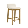 Annikah Wood Counter Height Bar Stool in Amber Glow/White Boucle Seat - Set of 3