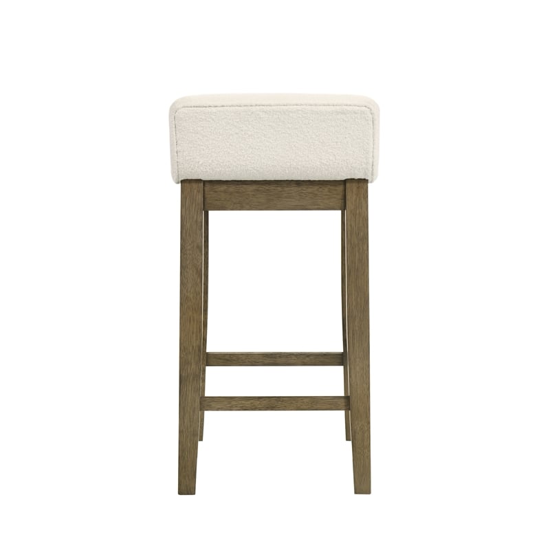 Annikah Wood Counter Height Bar Stool in Putty Brown/White Boucle Seat- Set of 3