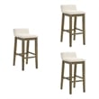 Annikah Wood Bar Height Bar Stool in Putty Brown/White Boucle Seat- Set of 3