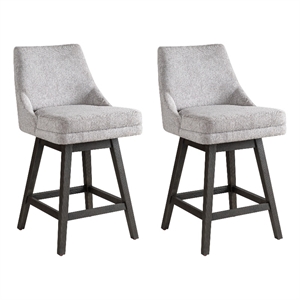 Branson Gray 26&quot Counter Height Swivel Barstool/Gray Fabric Seat - Set of 2