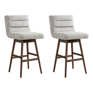 Elias Brown Solid Wood 30&quot Bar Height Swivel Barstool/Morning Fog Seat- Set of 2