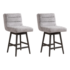 Elias Gray 26&quot Counter Height Swivel Barstool with Gray Fabric Seat- Set of 2