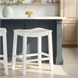 Iyani Wood Counter Height Kitchen Bar Stool in White with Dune Cloud Fabric Seat