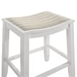 Iyani Wood Counter Height Kitchen Bar Stool in White with Dune Cloud Fabric Seat