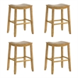Iyani Wood Bar Height Bar Stool in Amber Glow with Twilight Taupe Seat- Set of 4