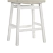 Lenon Wood Counter Height Kitchen Bar Stool in White with Cream Fabric Seat