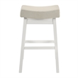Lenon Wood Bar Height Kitchen Bar Stool in White with Cream Fabric Seat