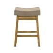 Lenon Wood Counter Height Kitchen Bar Stool in Amber Glow with Taupe Fabric Seat