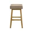 Lenon Wood Counter Height Kitchen Bar Stool in Amber Glow with Taupe Fabric Seat