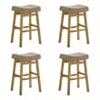 Lenon Wood Bar Height Bar Stool in Amber Glow with Taupe Fabric Seat - Set of 4