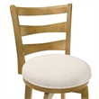 Melindra Swivel Wood Counter Height Bar Stool in Amber with White Boucle Seat