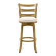 Melindra Swivel Wood Bar Height Bar Stool in Amber/White Boucle Seat- Set of 3