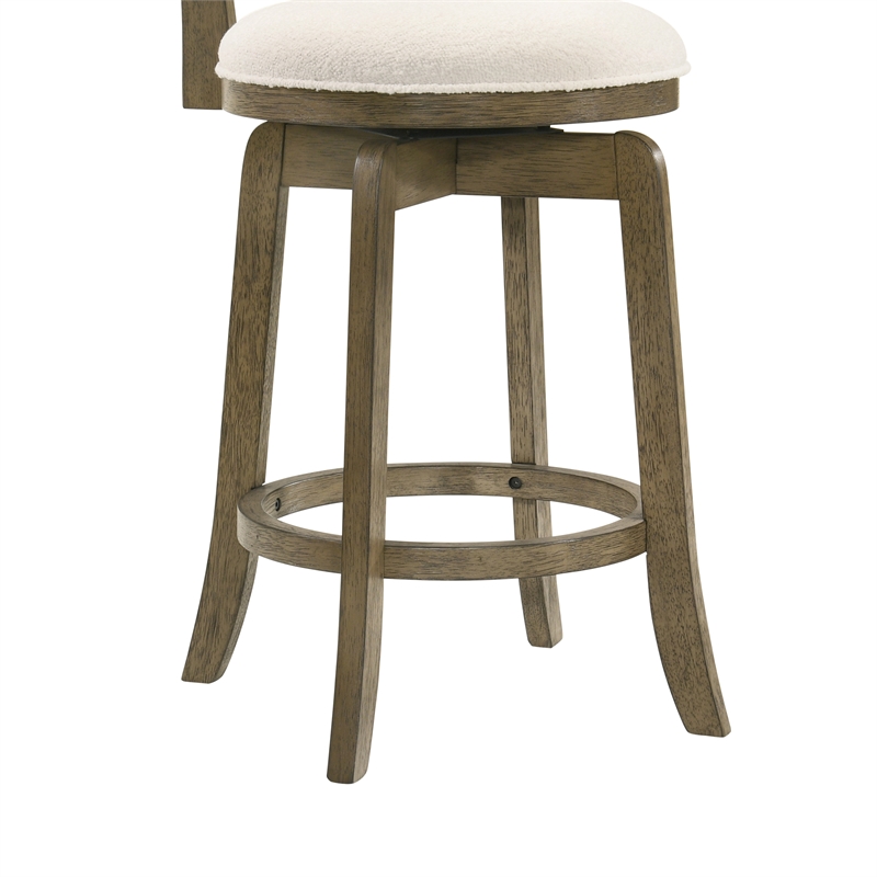 Melindra Swivel Wood Counter Height Bar Stool in Putty Brown/White - Set of 3