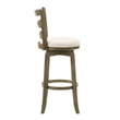 Melindra Swivel Wood Bar Height Bar Stool in Putty Brown/White Seat - Set of 3