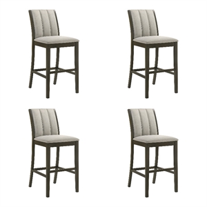 Nolan 30&quot Dark Roast Bar Height Barstool with Grey Fabric Seat - Set of 4