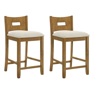 Ren 26&quot Amber Glow Counter Height Barstool with Ivory Fabric Seat - Set of 2