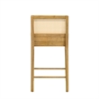 Tobias Wood Counter Height Bar Stool in Amber Glow with White Boucle Fabric Seat