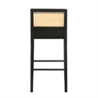 Tobias Wood Bar Height Kitchen Bar Stool in Black with White Boucle Fabric Seat