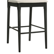 Tobias Wood Bar Height Kitchen Bar Stool in Black with White Boucle Fabric Seat