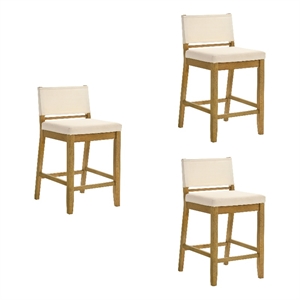 Yaneli Counter Height Bar Stool in Amber Glow with White Fabric Seat - Set of 3